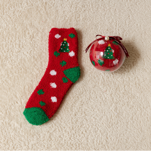 [Christmas Special] [Adult] Red Christmas Tree Pattern Socks