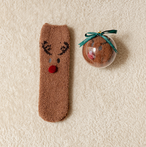 [Christmas Special] [Adult] Brown Reindeer Pattern Socks