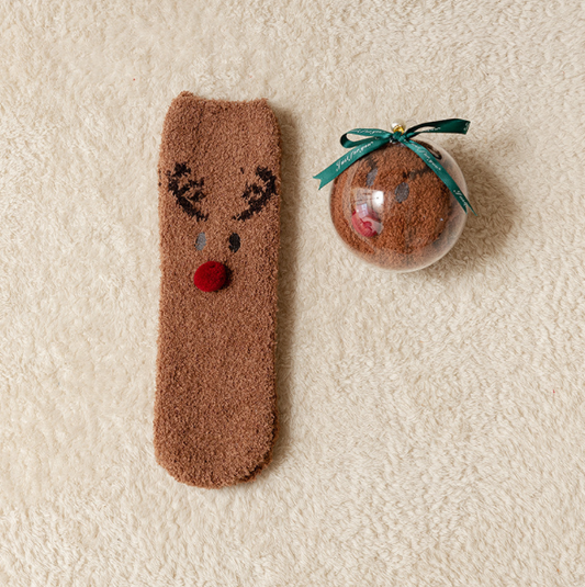 [Christmas Special] [Adult] Brown Reindeer Pattern Socks