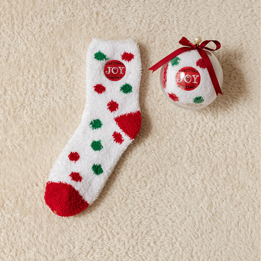 [Christmas Special] [Adult] White Christmas Tree Dots Pattern Socks