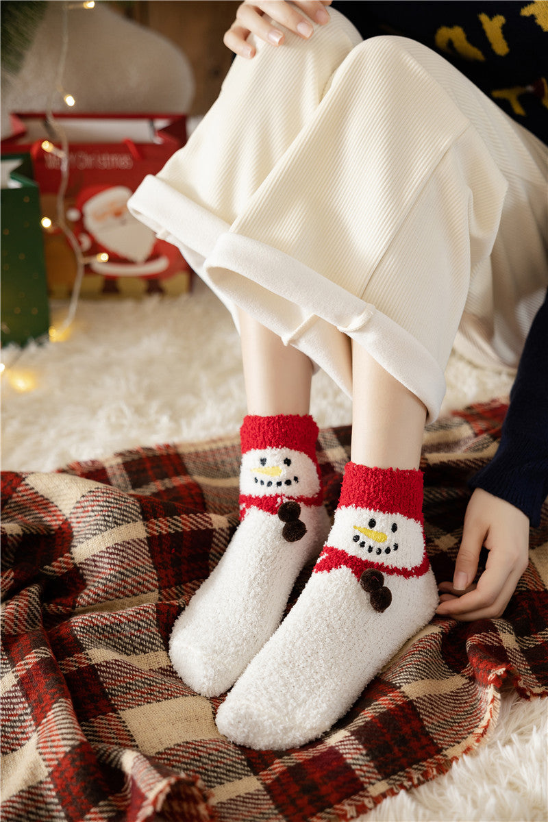 [Christmas Special] [Adult] White Snowman Pattern Socks