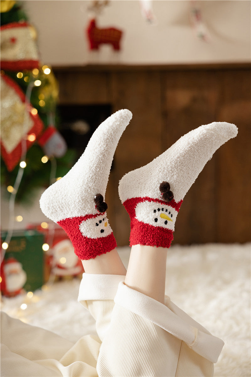 [Christmas Special] [Adult] White Snowman Pattern Socks